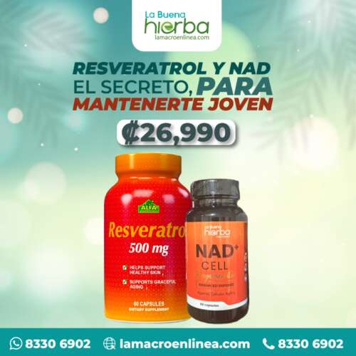 Resveratrol + NAD+ | Suplemento Antioxidante y Energía Celular | Envíos en Costa Rica