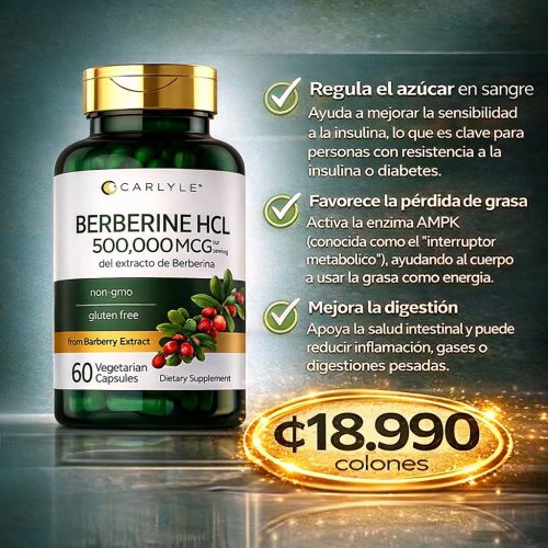 Berberina HCL 500,000 mcg – Control de azúcar y quema de grasa